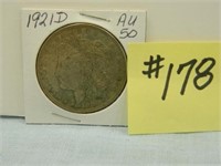 1921D Morgan Silver Dollar - AU-50