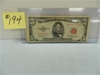 1953A - 1963 $5 U.S. Notes - Red Seal