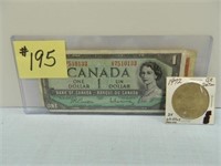 (2) 1954 $1 Canada Bills