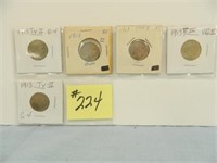 (5) 1913 TYII Buffalo Nickels (All G-4)