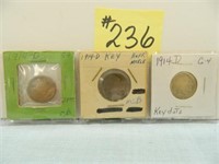 (3) Buffalo Nickels 1914d Key Date (All Low Grade)