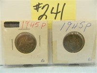 (2) 1945 P Jefferson Silver War Nickels -