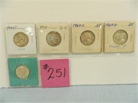 (5) Washington Silver Quarters 1944D, 50,