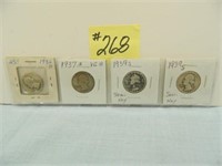 (4) Washington Quarters 1936D, 37s, (2) 39s (Low