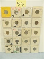 (20) Shield Nickels (4) 1866, (4) 67, (5) 68, 69,