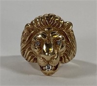 14K GOLD LION'S HEAD RING