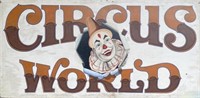 LARGE HAND-PAINTED CIRCUS WORLD SIGN