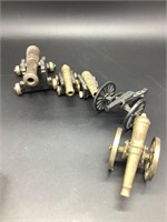 5 Vintage Cast Iron & Brass Toy Cannons