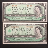 1967 Regular & 1867-1967 Serial Numbers Banknotes