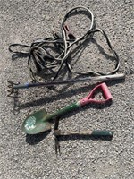 3 Gardening Tools and Jumper Cables
