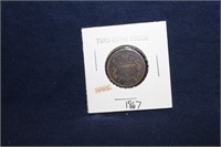 RARE 1867 2 Cent US coin