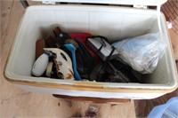 Cooler with misc garage items lot