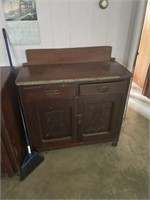 Primitive wash stand w/ carved doors