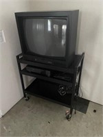 Cart on casters, VCR & TV