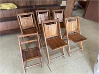 (6) old wood folding chairs