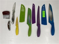 Lot Of Colour Coded Chef Knives