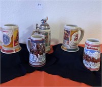 5 Anheuser Busch Collectible Steins