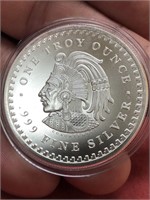 1 ounce 999 Finesilver around Aztec Indian