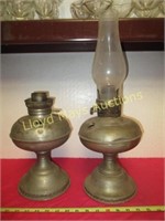 Antique Metal Oil Lamps / Hurricane Lamps