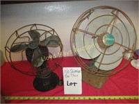 2pc Vintage Cast Iron & Metal Desk Fans