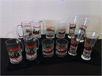 12 Budweiser Christmas Glasses