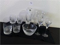 Lenox ‘Windswept Clear’ Vase, Bowl, Glasses