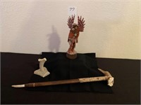 Signed Owl Kachina & Peace Pipe with Stand