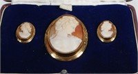 14K Yellow Gold Demi Parure Cameo Set