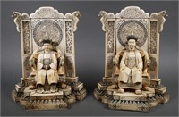 Chinese Ivory Emperor and Empress Sculptures