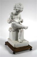 Parian Ware Figure of Boy Reading Book