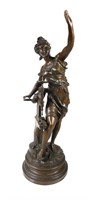 Antique Cast Metal Sculpture Woman of Industry