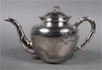 Chinese Export Sterling Dragon Teapot Lee Yee Hing