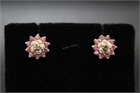 14kt Ruby & Diamond Stud Earrings