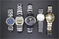 Five mens watches - Seiko, LCQ, Accutron,