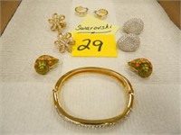 Flat w/ 4 Pair Of Swarovski & Bracelet