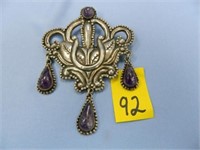 Vintage 1930's-40's Mexican Silver & Amethyst -