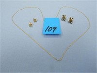 14kt - 1.7gr. Y/G 18" Very Thin Necklace & 2 Pair-