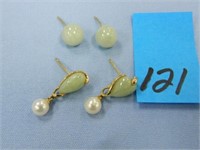14kt 0 4.7gr. Y/G Jade Earrings (No Backs)