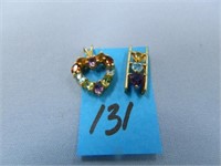10kt 0 3.3gr. Y/G Pendants w/ Multi Colored Stones