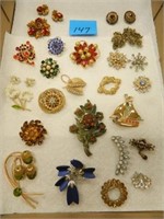 Flat Of Vintage RS Brooches & Earrings