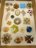 Flat Of Vintage Brooches