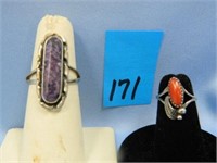 2 Unsigned Mexican Style Rings Size 8 1/2 &