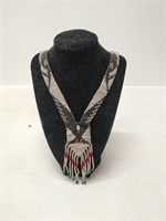 vintage native american beaded necklace w/ eagle
