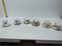 6 cups & saucers royal albert, royal vale, etc.