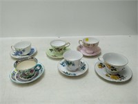 6 cups & saucers queen anne, adderley, etc.