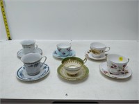6 cups & saucers queen anne, axnesley etc.