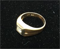 14KT GOLD & DIAMOND RING, 6.3g, SIZE 9 1/2