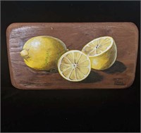 Whole Lemon and Two Halves Painting by Mary Porter