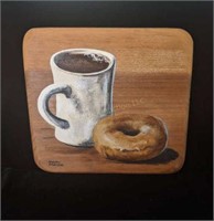 Mug of Coffee and Donut Painting by Mary Porter