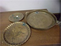 Brass Tray & 2 Plates